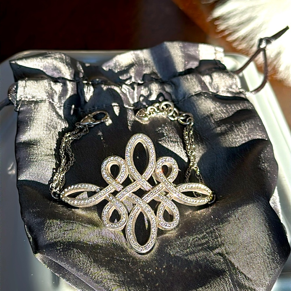 Brighton KNOTTINGHAM Celtic Cross Clear Swarovski Crystal Silver Bracelet RARE